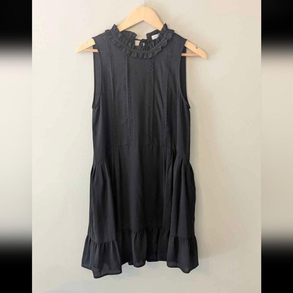 Aritzia Black Ruffle Mini Dress